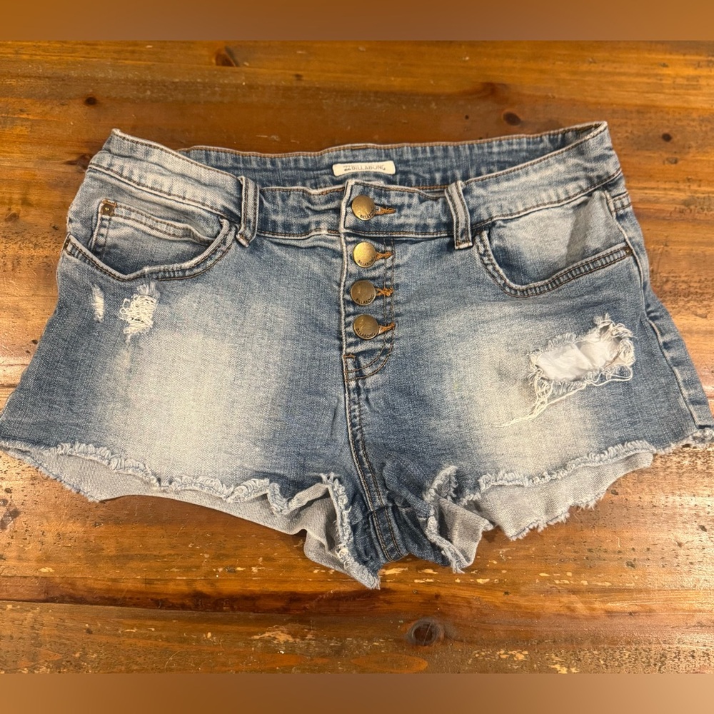 Billabong Faded Blue Ripped Jean Shorts